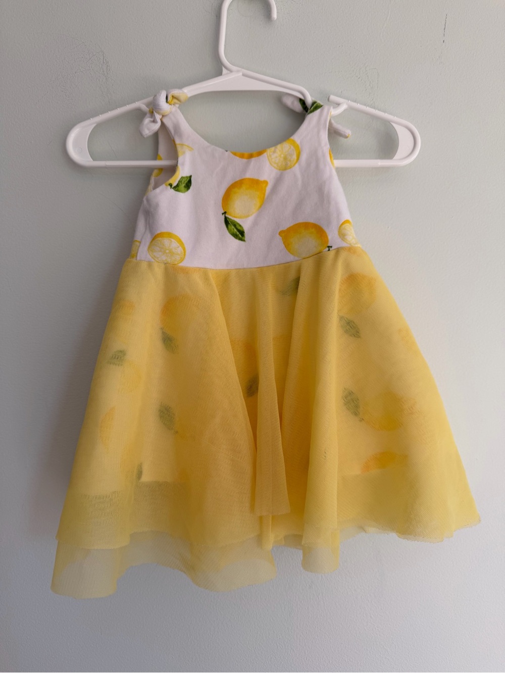 Rene Rofe Lemon Print Tulle Sundress - Yellow & White Summer Girly Fruit Print